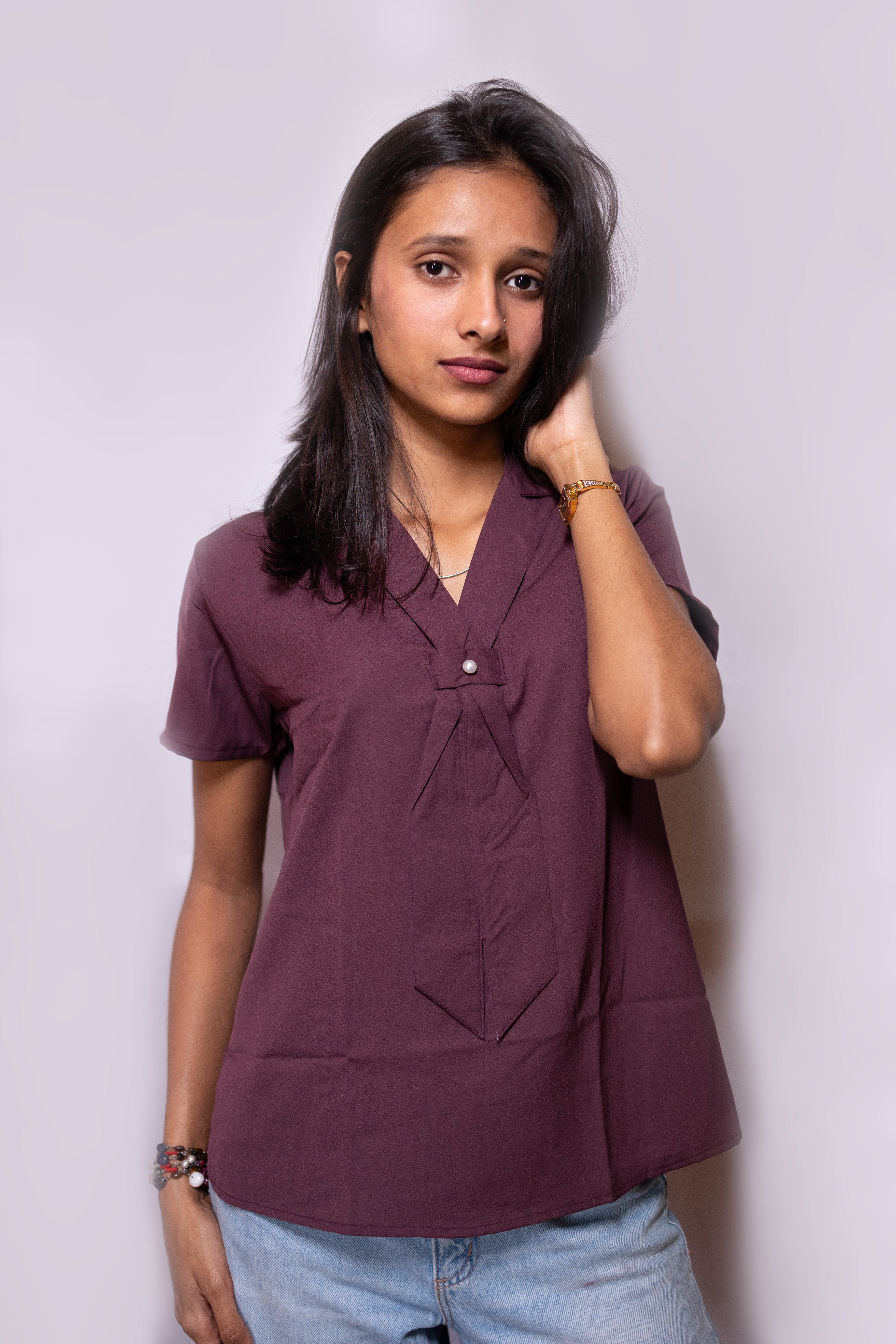 Trendy Necktie Top - AZZLIAS WARDROBE